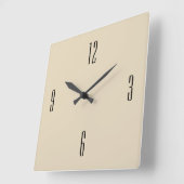 ヴィンテージのベージュ及び黒いミニマリスト スクエア壁時計 (傾斜)