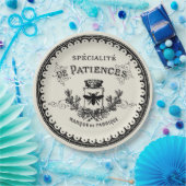 ヴィンテージのベージュ色のフランスのなレタリングの蜂及び王冠 ペーパープレート (パーティー)