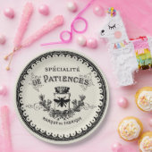 ヴィンテージのベージュ色のフランスのなレタリングの蜂及び王冠 ペーパープレート (パーティー)