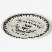 ヴィンテージのベージュ色のフランスのなレタリングの蜂及び王冠 ペーパープレート (アングル)