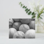 ヴィンテージのベースボール（白黒） ポストカード (スタンド正面)