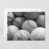 ヴィンテージのベースボール（白黒） ポストカード (正面/裏面)