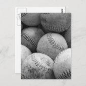 ヴィンテージのベースボール（白黒） ポストカード (正面/裏面)