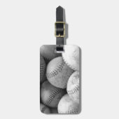 ヴィンテージのベースボール（白黒） ラゲッジタグ (正面縦)