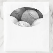 ヴィンテージのベースボール（白黒） 楕円形シール (バッグ)