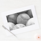ヴィンテージのベースボール（白黒） 長方形シール (封筒)