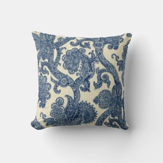 ヴィンテージのペイズリーのヤグルマギクの青いMoJoの装飾用クッション クッション (正面)