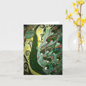 ヴィンテージのペイズリーの孔雀のブランクのnotecards カード (黄色い花)