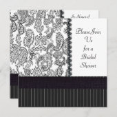 ヴィンテージのペイズリーのHatboxの白黒のブライダルシャワー 招待状 (正面/裏面)