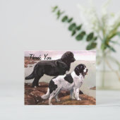 ヴィンテージのペイントされたニューファンドランドの感謝のポストカード ポストカード (スタンド正面)