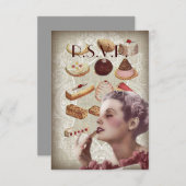 ヴィンテージのペストリーのブライダルシャワーのお茶会 招待状 (正面/裏面)