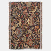 ヴィンテージのペルシャの東洋のトルコのカーペットパターン スローブランケット (正面縦)