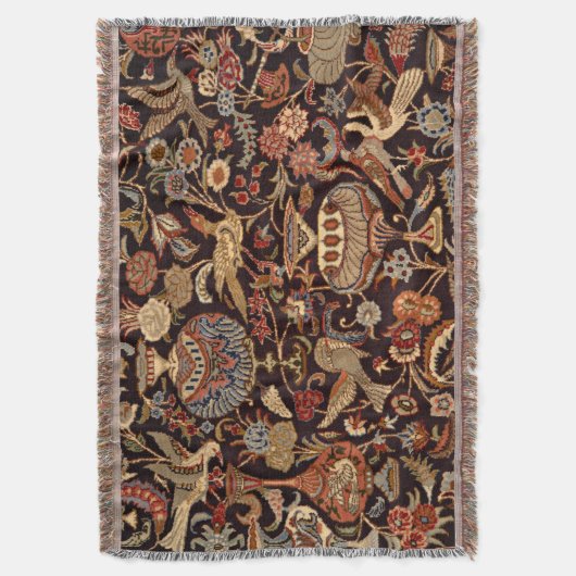 ヴィンテージのペルシャの東洋のトルコのカーペットパターン スローブランケット (正面縦)