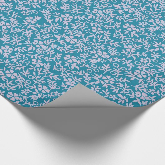 ヴィンテージのペルシャの青いラベンダーの紫色のレトロの花柄 ラッピングペーパー (角)