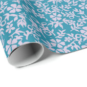 ヴィンテージのペルシャの青いラベンダーの紫色のレトロの花柄 ラッピングペーパー (ロールコーナー)