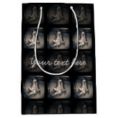 ヴィンテージのホッケーのスケートパターン ミディアムペーパーバッグ (正面)