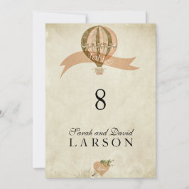 ヴィンテージのホットエアバルーンの結婚式テーブルナンバー 招待状
