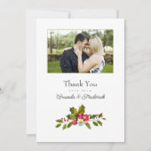 ヴィンテージのホリーデイ＆アイビー　クリスマスウェディングフォト サンキューカード (正面)