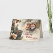 ヴィンテージのホリーベリー ベージュの写真 クリスマス 折りたたみ式 (正面)