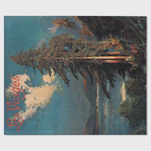ヴィンテージのボウジェ山の森林フランス旅行 ラッピングペーパー (フラット)