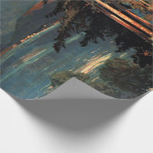 ヴィンテージのボウジェ山の森林フランス旅行 ラッピングペーパー (角)