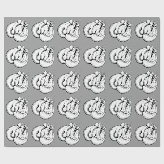 ヴィンテージのボクシンググラブの(灰色の)包装紙 ラッピングペーパー (フラット)