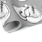 ヴィンテージのボクシンググラブの(灰色の)包装紙 ラッピングペーパー (ロールコーナー)