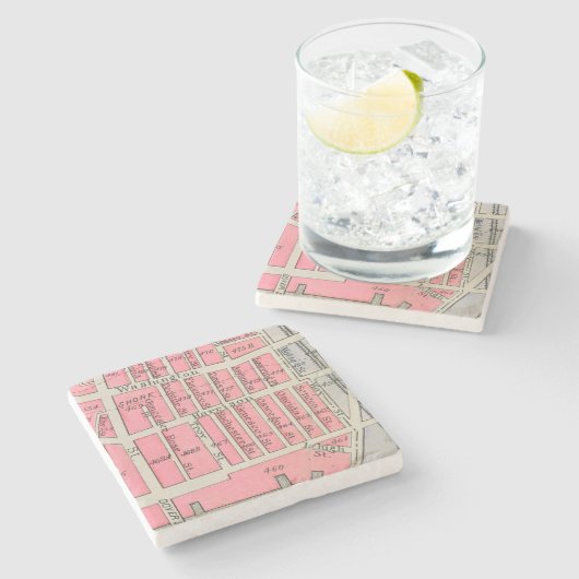 ヴィンテージのボストン南端の地図 ストーンコースター (横)