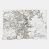ヴィンテージのボストン運輸ラインMap (1914年) キッチンタオル (横)