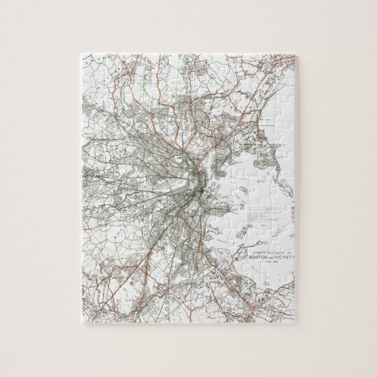 ヴィンテージのボストン運輸ラインMap (1914年) ジグソーパズル (縦)