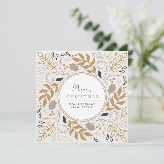 ヴィンテージのボタニカルフレームメリークリスマスフォトカード シーズンカード (スタンド正面)