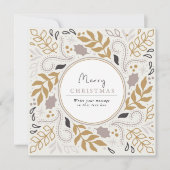 ヴィンテージのボタニカルフレームメリークリスマスフォトカード シーズンカード (正面)