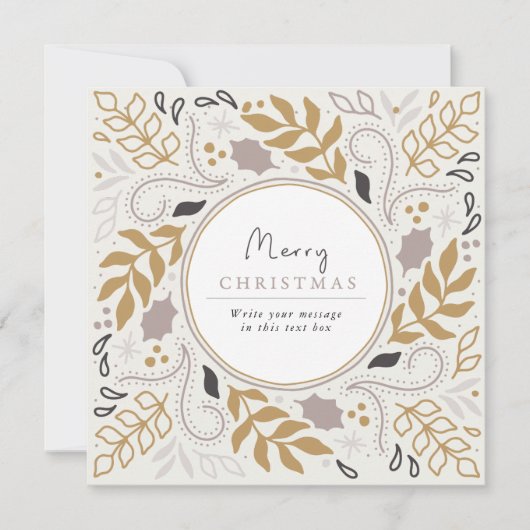 ヴィンテージのボタニカルフレームメリークリスマスフォトカード シーズンカード (正面)