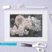 ヴィンテージのボトルのために大きさで分類される白い水彩画のバラ 薄葉紙 (クラフト)