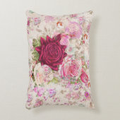 ヴィンテージのボヘミアのピンクのラベンダーのバラの花 アクセントクッション (正面(垂直))