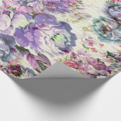 ヴィンテージのボヘミアの素朴なピンクのラベンダーの花柄 ラッピングペーパー (角)