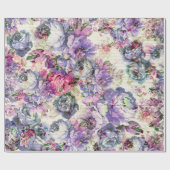 ヴィンテージのボヘミアの素朴なピンクのラベンダーの花柄 ラッピングペーパー (フラット)