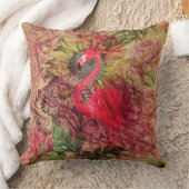 ヴィンテージのボヘミアの花の熱帯ピンクのフラミンゴ クッション (ブランケット)