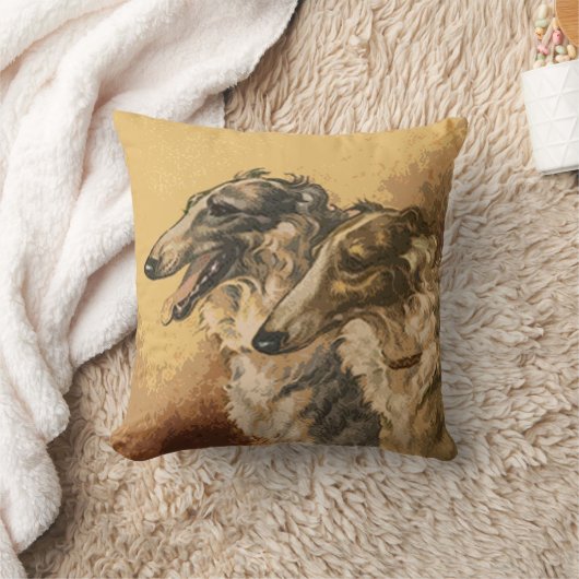 ヴィンテージのボルゾイの組の枕 クッション (ブランケット)