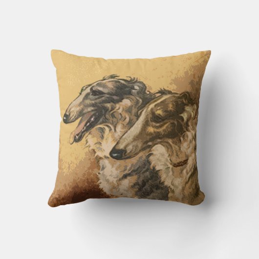 ヴィンテージのボルゾイの組の枕 クッション (裏面)