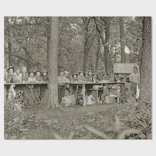 ヴィンテージのボーイ・スカウトの軍隊のキャンプの写真の20年代 ラッピングペーパー (フラット)