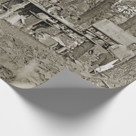 ヴィンテージのボーイ・スカウトの軍隊のキャンプの写真の20年代 ラッピングペーパー (角)