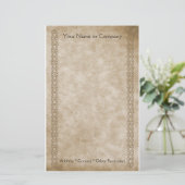 ヴィンテージのボーダータン 便箋 (スタンド正面)