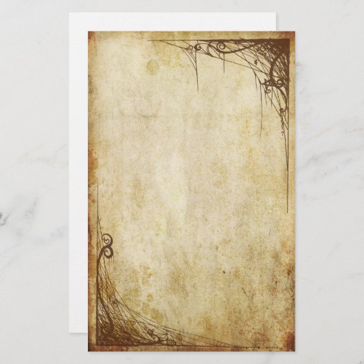 ヴィンテージのボーダー-くもの巣 便箋 (正面/裏面)