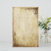 ヴィンテージのボーダー-くもの巣 便箋 (スタンド正面)