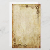 ヴィンテージのボーダー-レトロ 便箋 (正面/裏面)