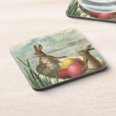 ヴィンテージのボートのバンニー、愛するイースターの挨拶 コースター (左側)