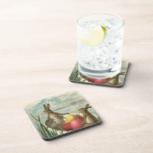 ヴィンテージのボートのバンニー、愛するイースターの挨拶 コースター (右側)