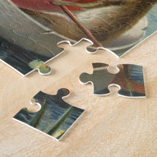 ヴィンテージのボートのバンニー、愛するイースターの挨拶 ジグソーパズル (側面)