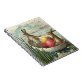 ヴィンテージのボートのバンニー、愛するイースターの挨拶 ノートブック (右側)